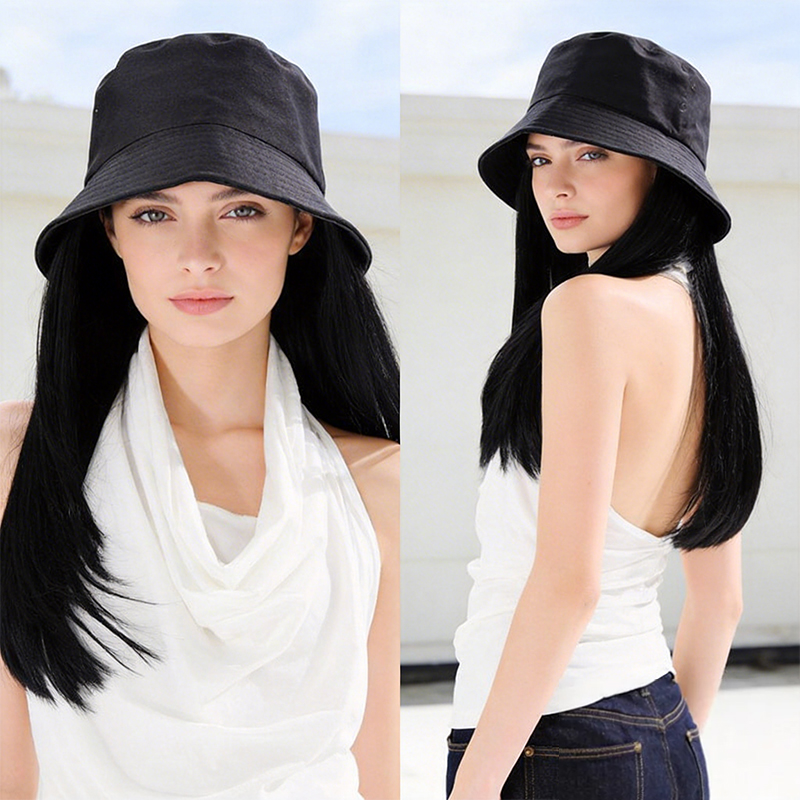 Bucket Hat Women - Sun-Shading Black Bucket Hat Combined with
