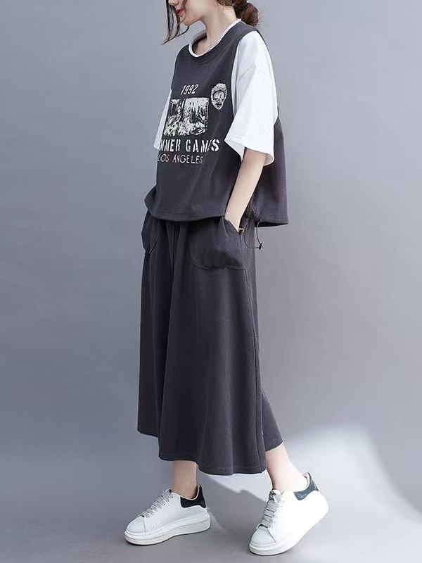 Women Fashion Over The Years - Summer Feel Fake Two-Piece T-Shirt And