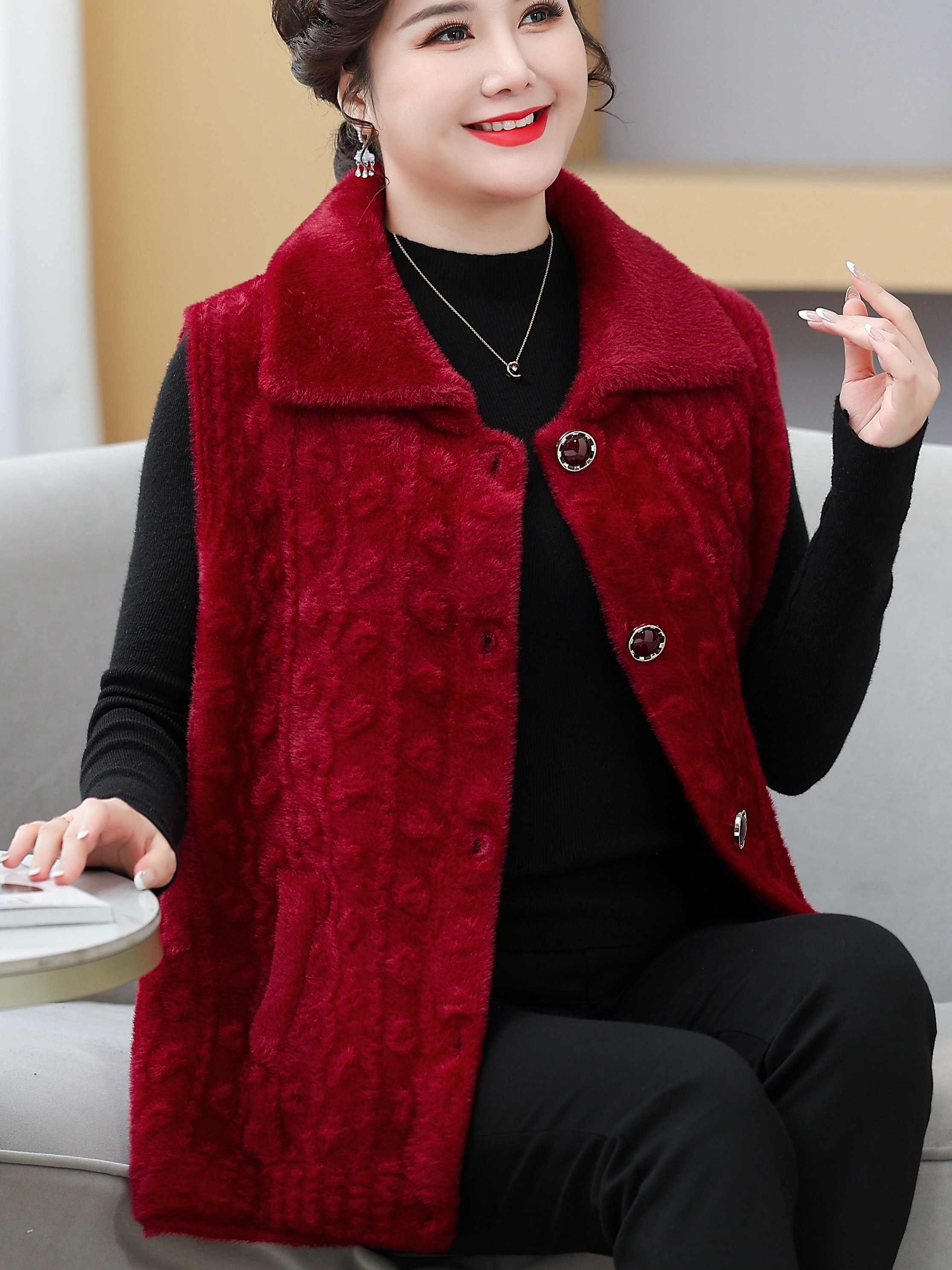Women Fashion Over The Years - Thickened Woolen Coat for Middle-Aged Women