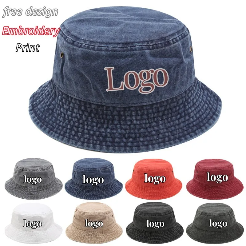 Bucket Hat Women - Unisex Washed Cotton Denim Bucket Hat