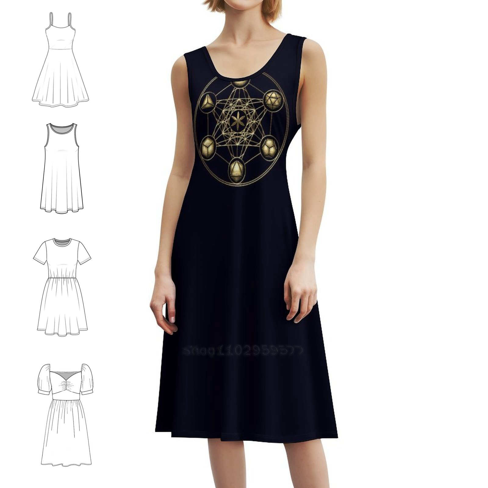 Platonic Solids Metatrons Cube - Women Fashion Gown reseña y precio