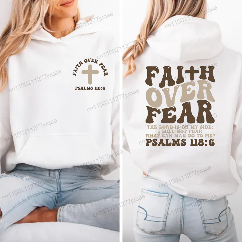 Faith Over Fear Print Sweatshi - Women Fashion Over The Years reseña y precio