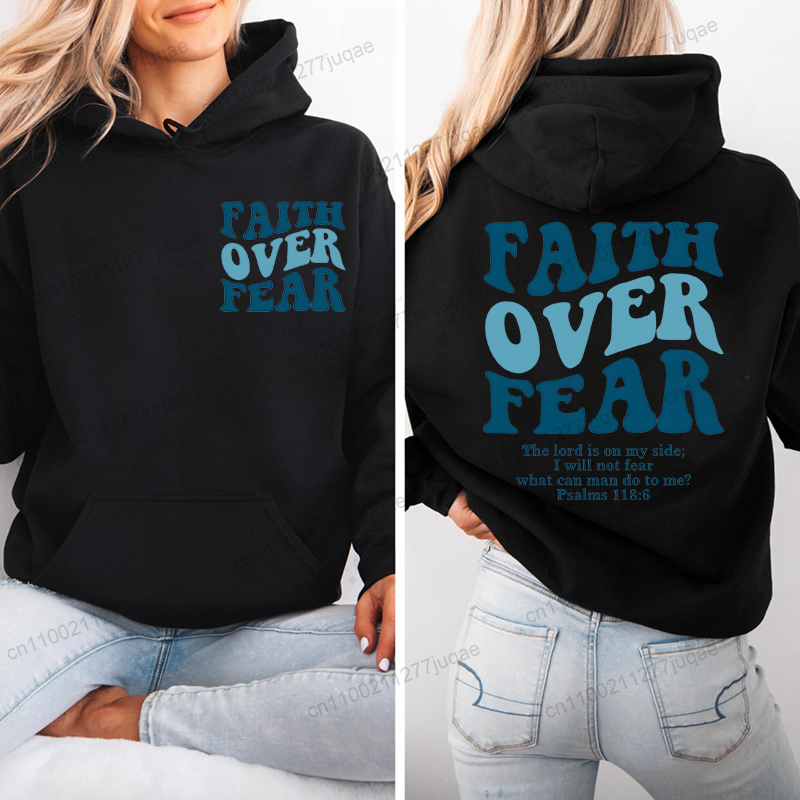 Faith Over Fear Print Sweatshi - Women Fashion Over The Years reseña y precio