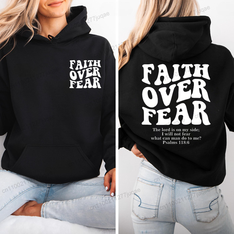 Faith Over Fear Print Sweatshi - Women Fashion Over The Years reseña y precio