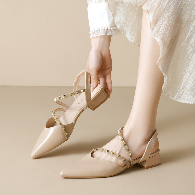 Women Studded Pointed Toe Slin - Women Fashion Simple reseña y precio