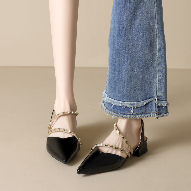 Women Studded Pointed Toe Slin - Women Fashion Simple reseña y precio
