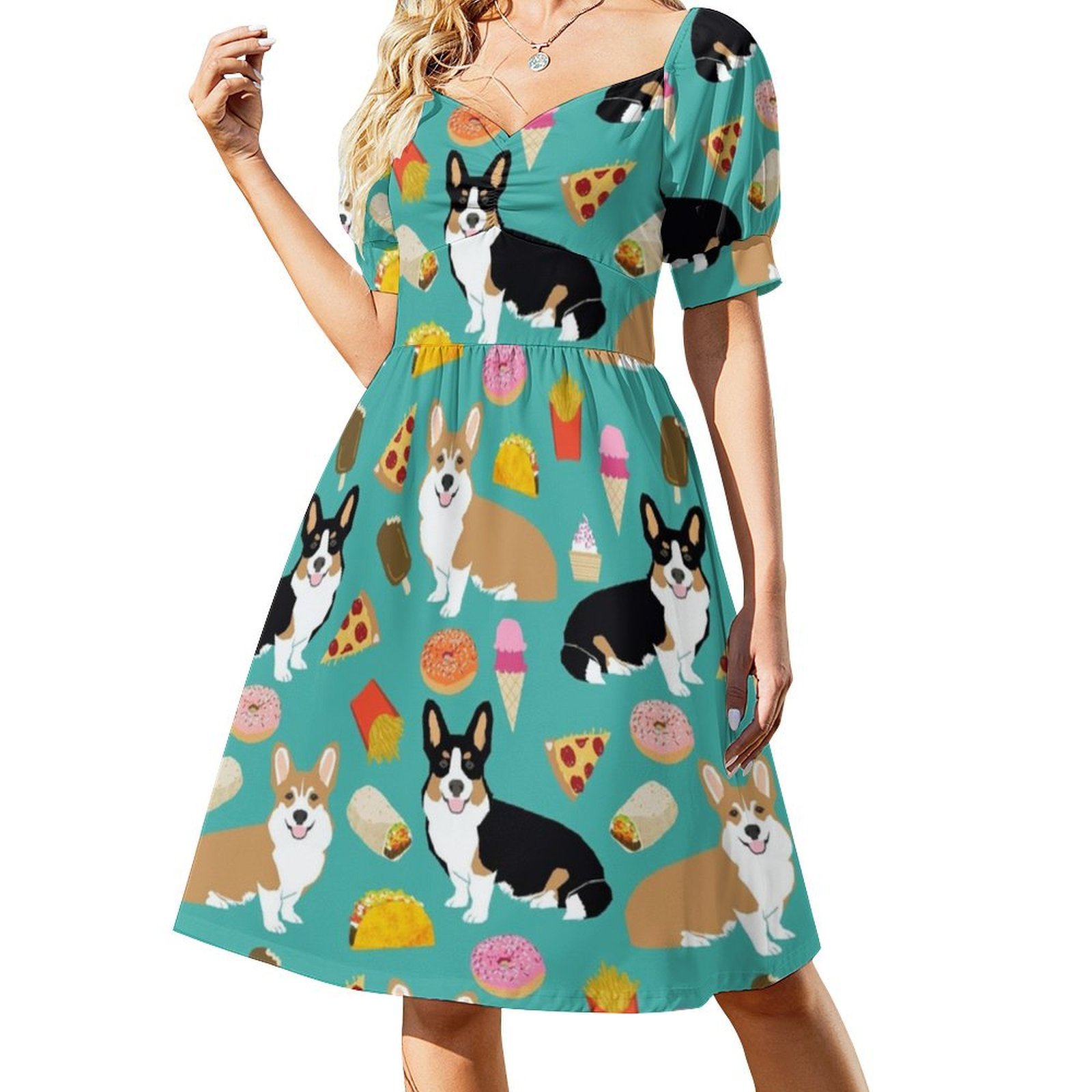 Welsh Corgi Pizza Slice Tacos  - Women Fashion Gown reseña y precio