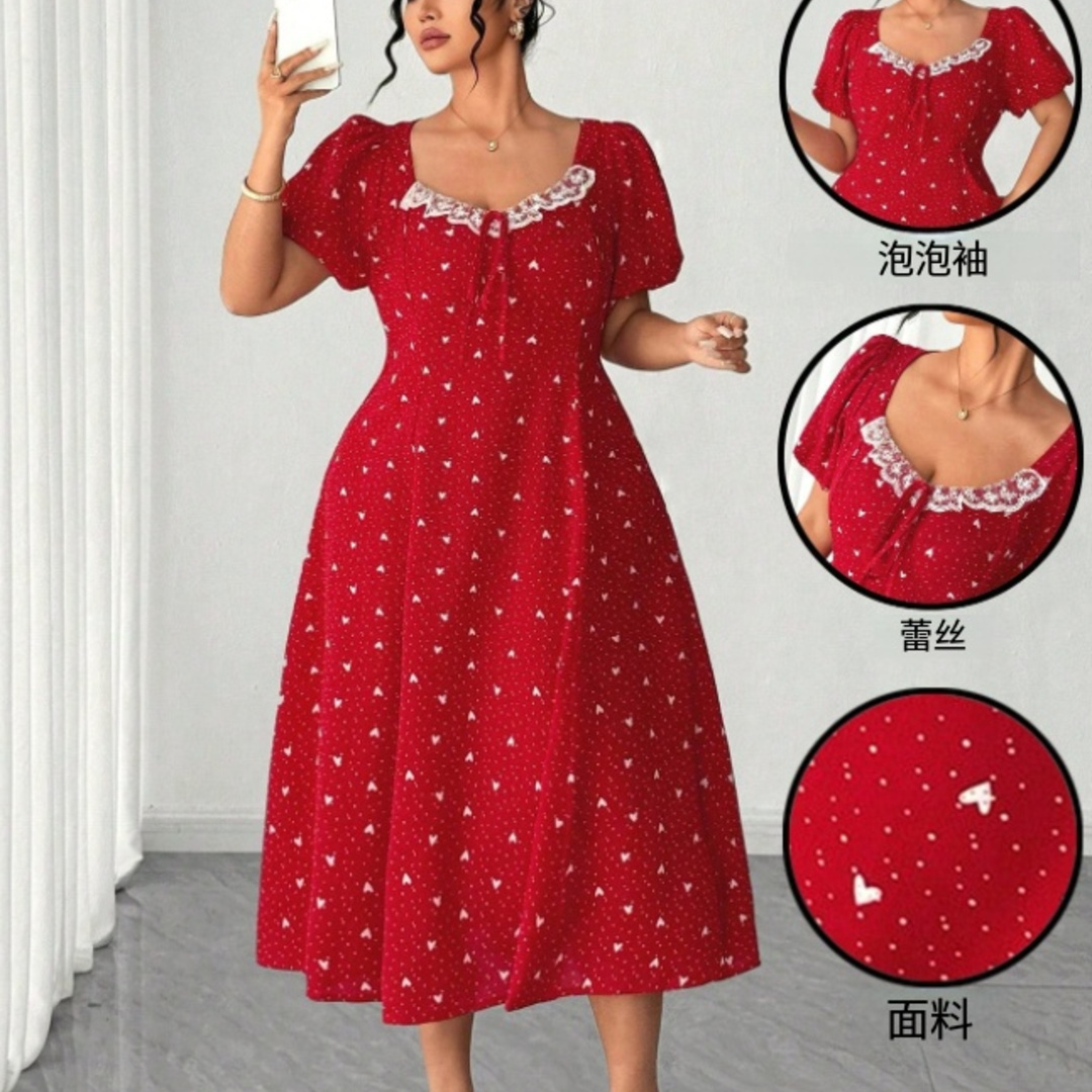 Plus Size Red Polka Dot Midi D - Women Fashion Reddit reseña y precio