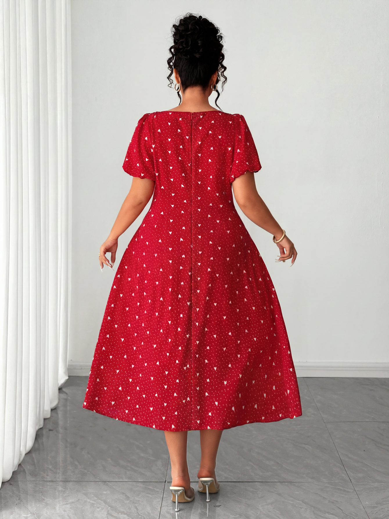 Plus Size Red Polka Dot Midi D - Women Fashion Reddit reseña y precio