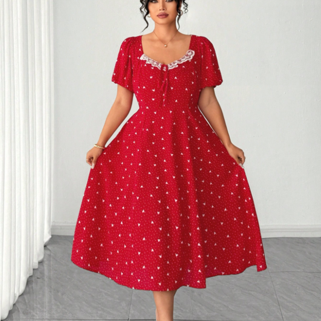Plus Size Red Polka Dot Midi D - Women Fashion Reddit reseña y precio