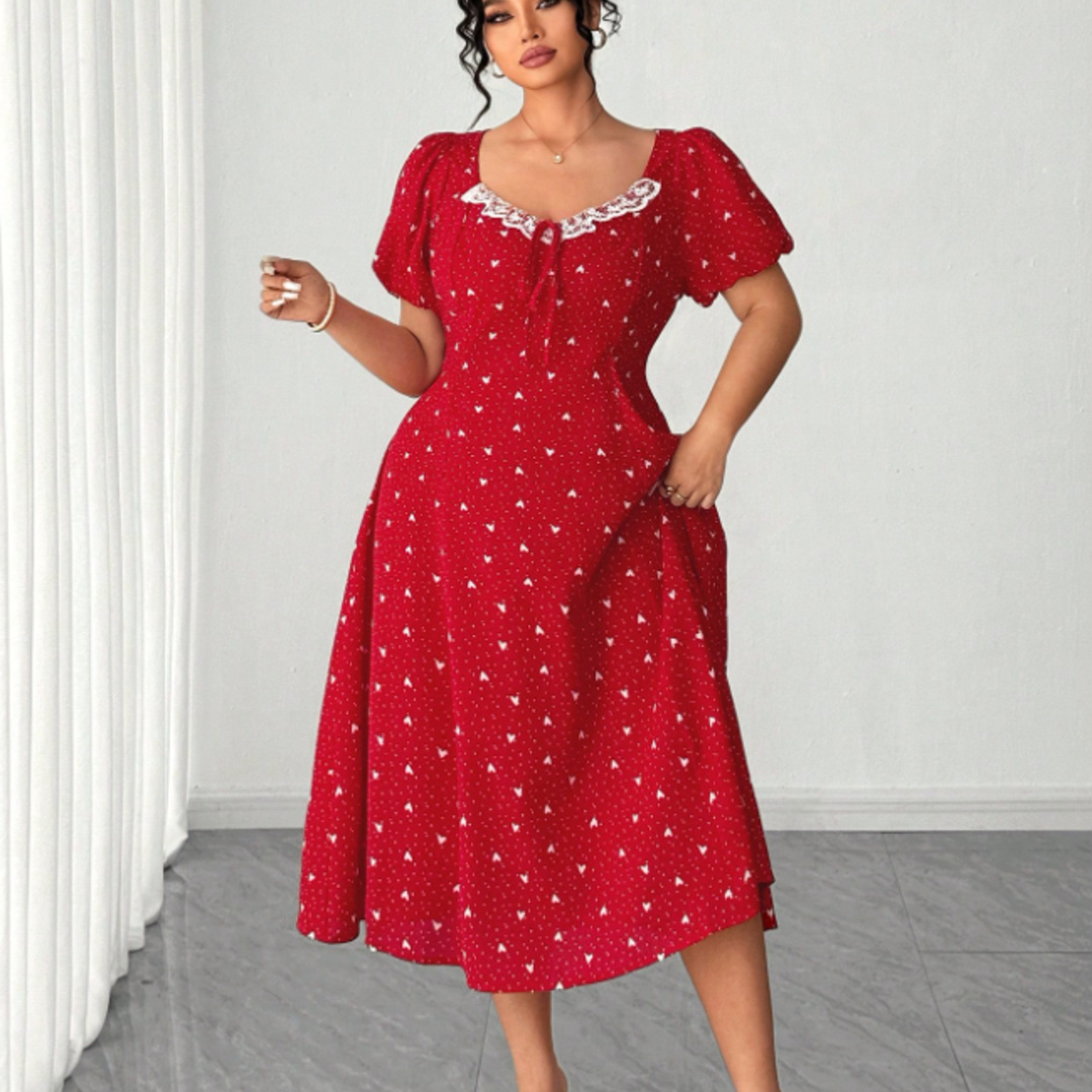 Plus Size Red Polka Dot Midi D - Women Fashion Reddit reseña y precio