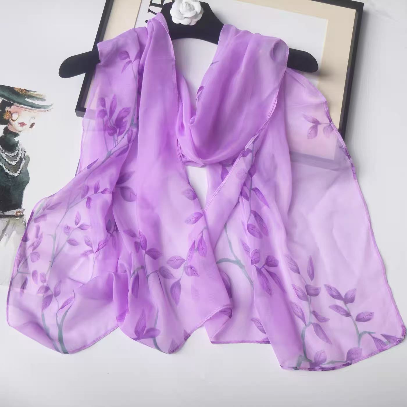 Leaf Print Silk-like Chiffon S - Printed Wrap Skirt reseña y precio