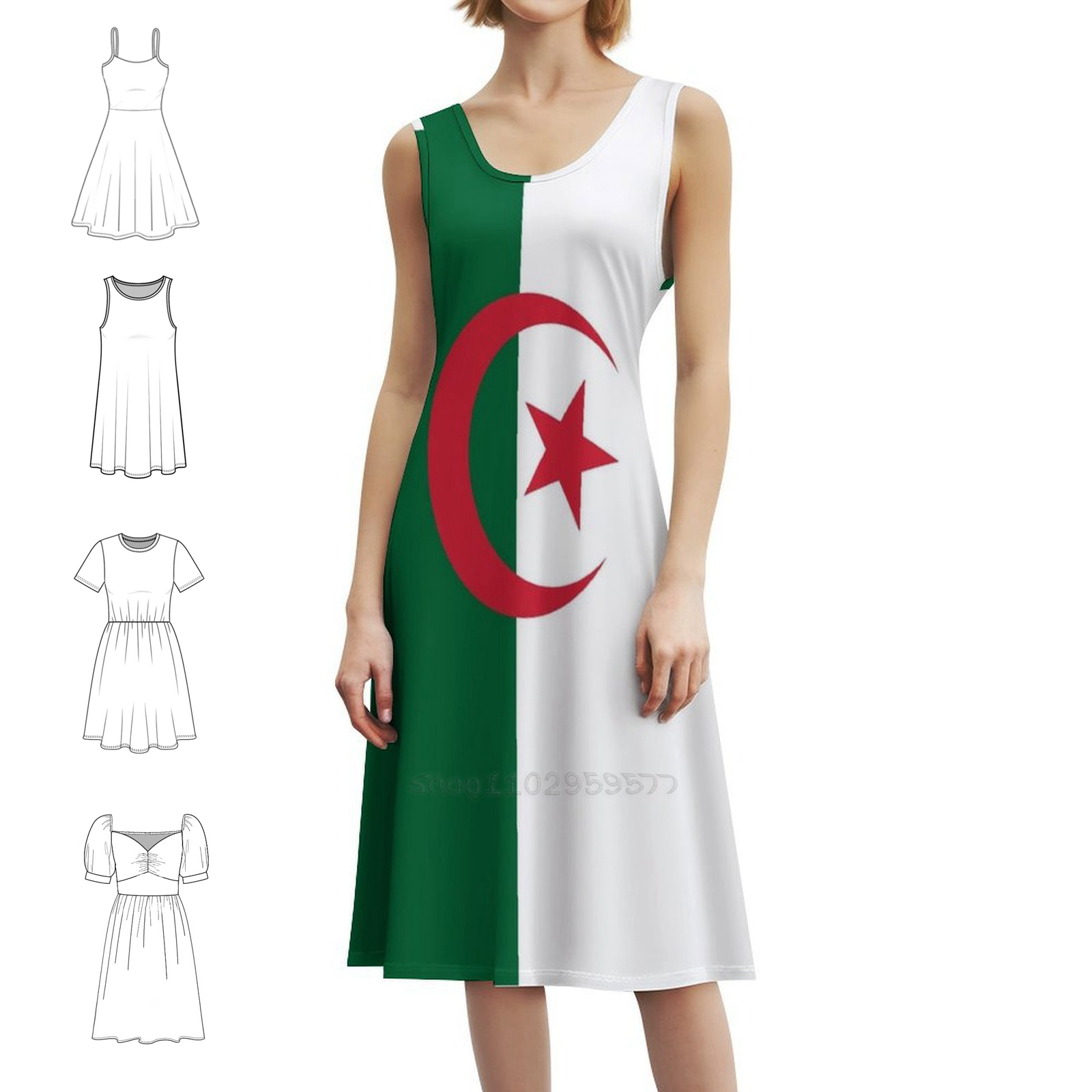 Algerian Flag Boho Chic Dress  - Women Fashion Gown reseña y precio