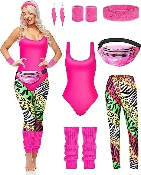 7 Pcs 80s Fancy Workout Costum - Women'S Fashion From The 80S reseña y precio