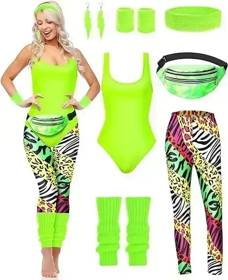 7 Pcs 80s Fancy Workout Costum - Women'S Fashion From The 80S reseña y precio