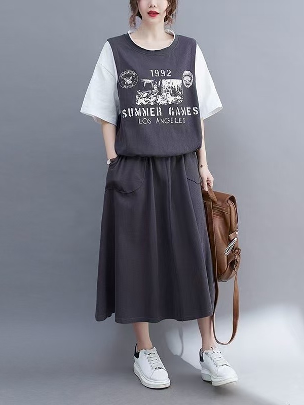 Summer  Feel Fake Two-Piece T- - Women Fashion Over The Years reseña y precio