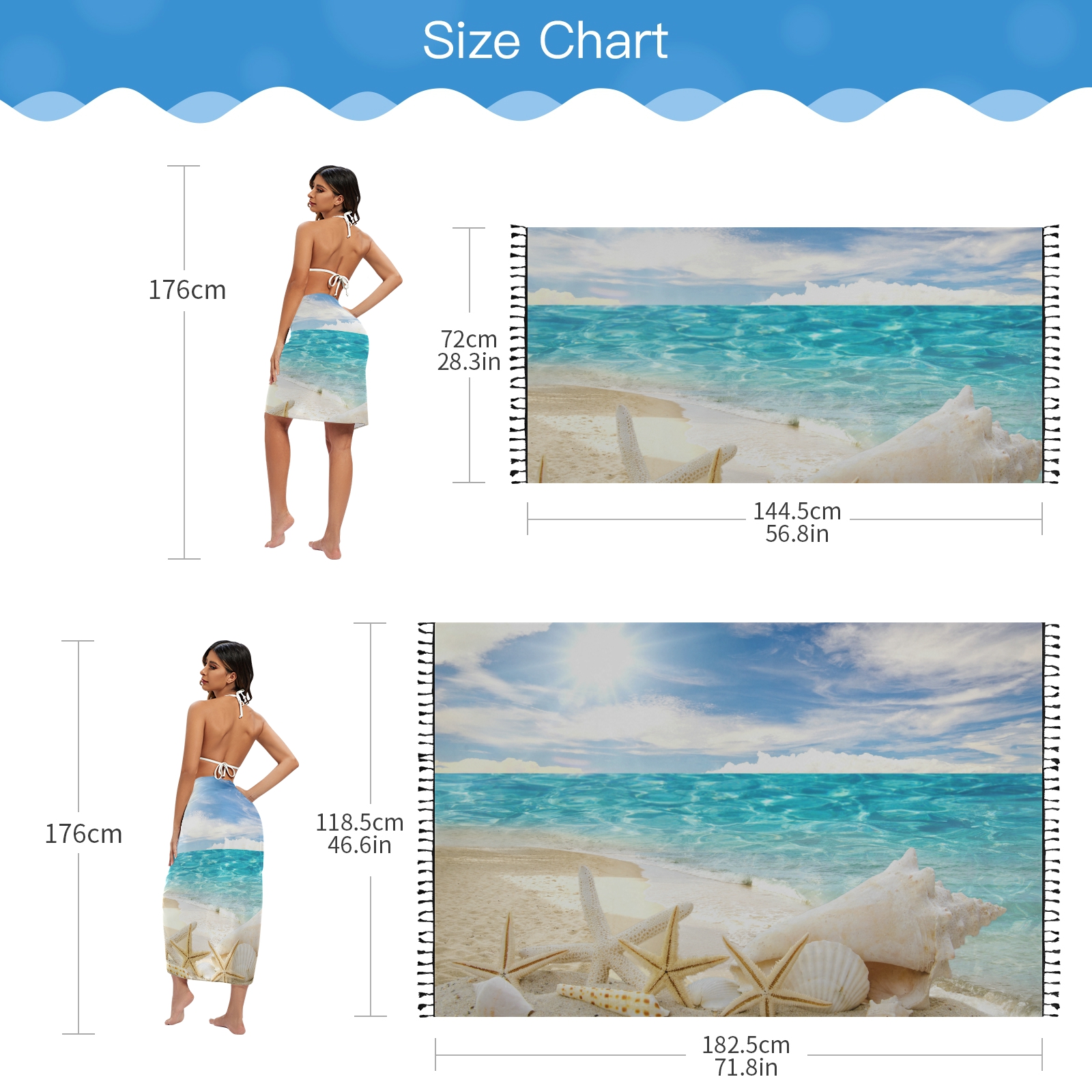 Sexy Women Chiffon Swimwear Pa - Printed Wrap Skirt reseña y precio