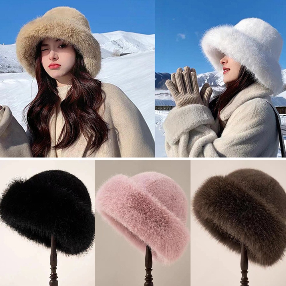 New Warm Fluffy Fur Bucket Hat - Bucket Hat Women reseña y precio