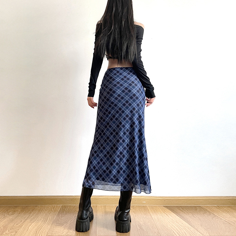 Women Spring Autumn Plaid Prin - Printed Wrap Skirt reseña y precio