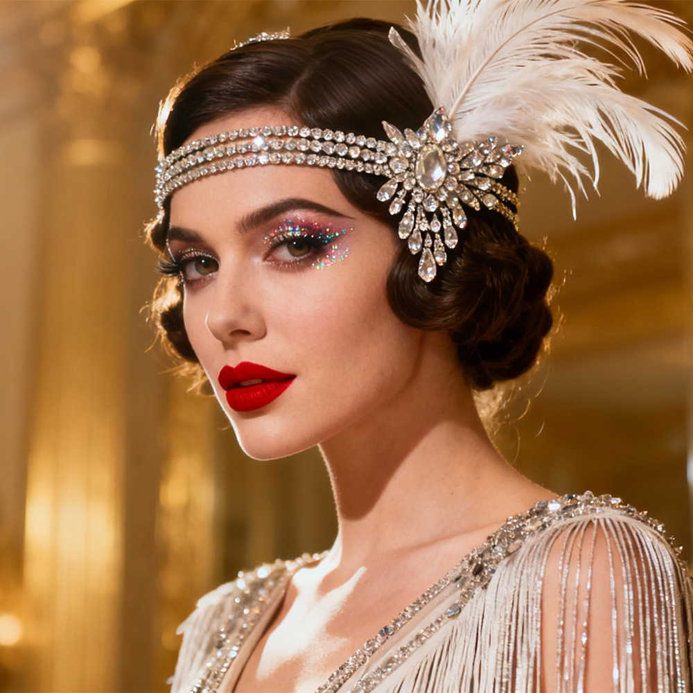 1920s Great Gatsby Feather Hea - Women'S Fashion Roaring 20S reseña y precio