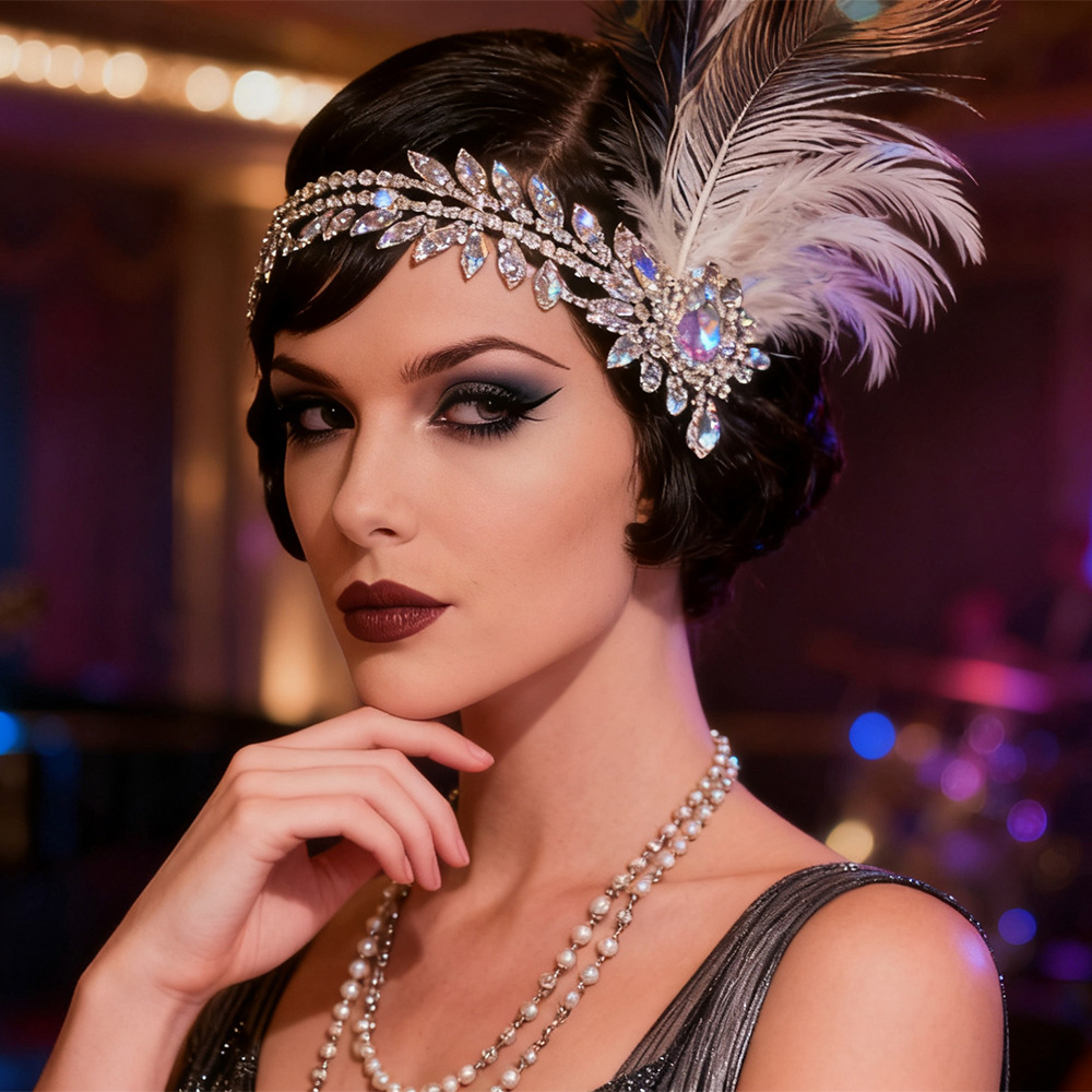 1920s Great Gatsby Feather Hea - Women'S Fashion Roaring 20S reseña y precio