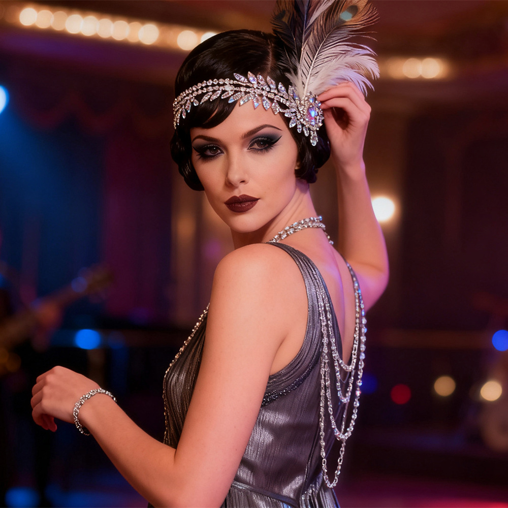 1920s Great Gatsby Feather Hea - Women'S Fashion Roaring 20S reseña y precio